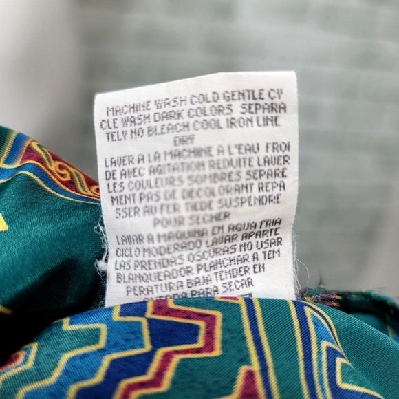 Vintage 80s Leslie Fay 12 Geo Abstract Button Front Shirt Midi Dress - Picture 10 of 10